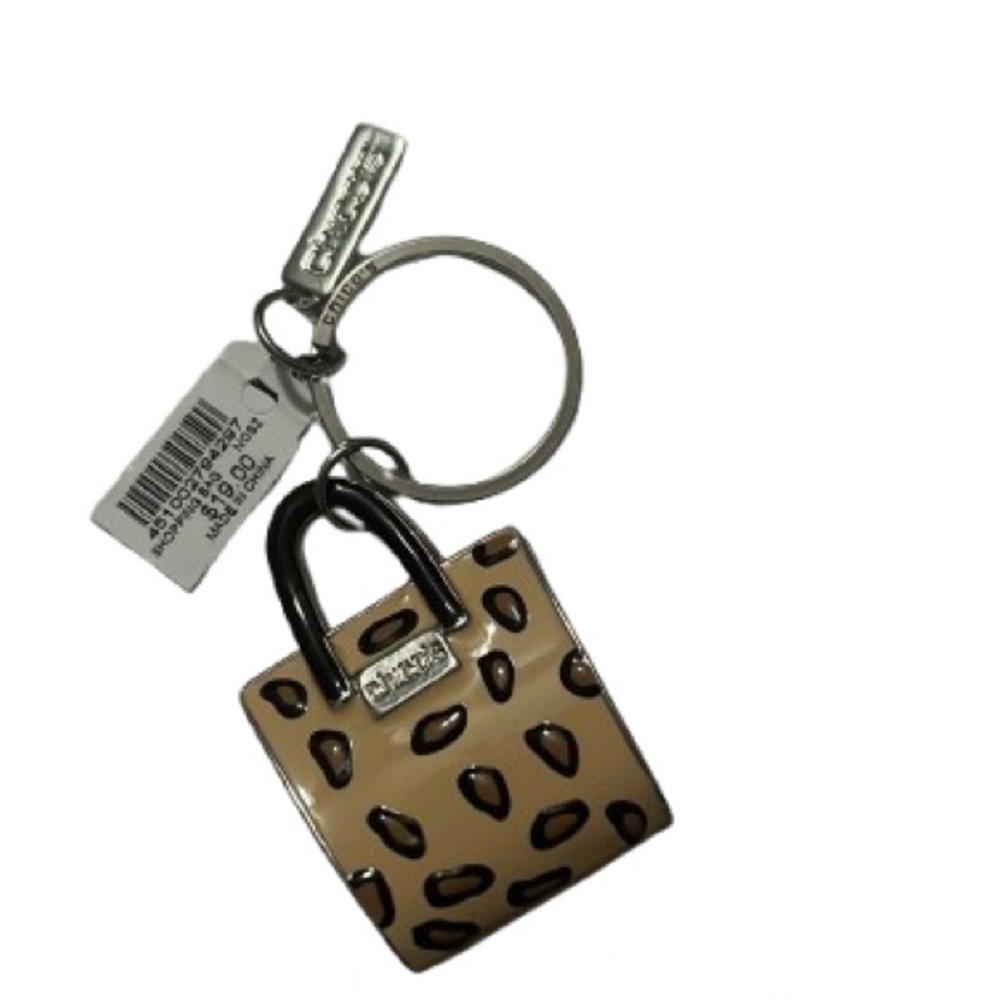 #664 NWT Chicos Animal Beige/Black Cheetah Print Purse Keychain